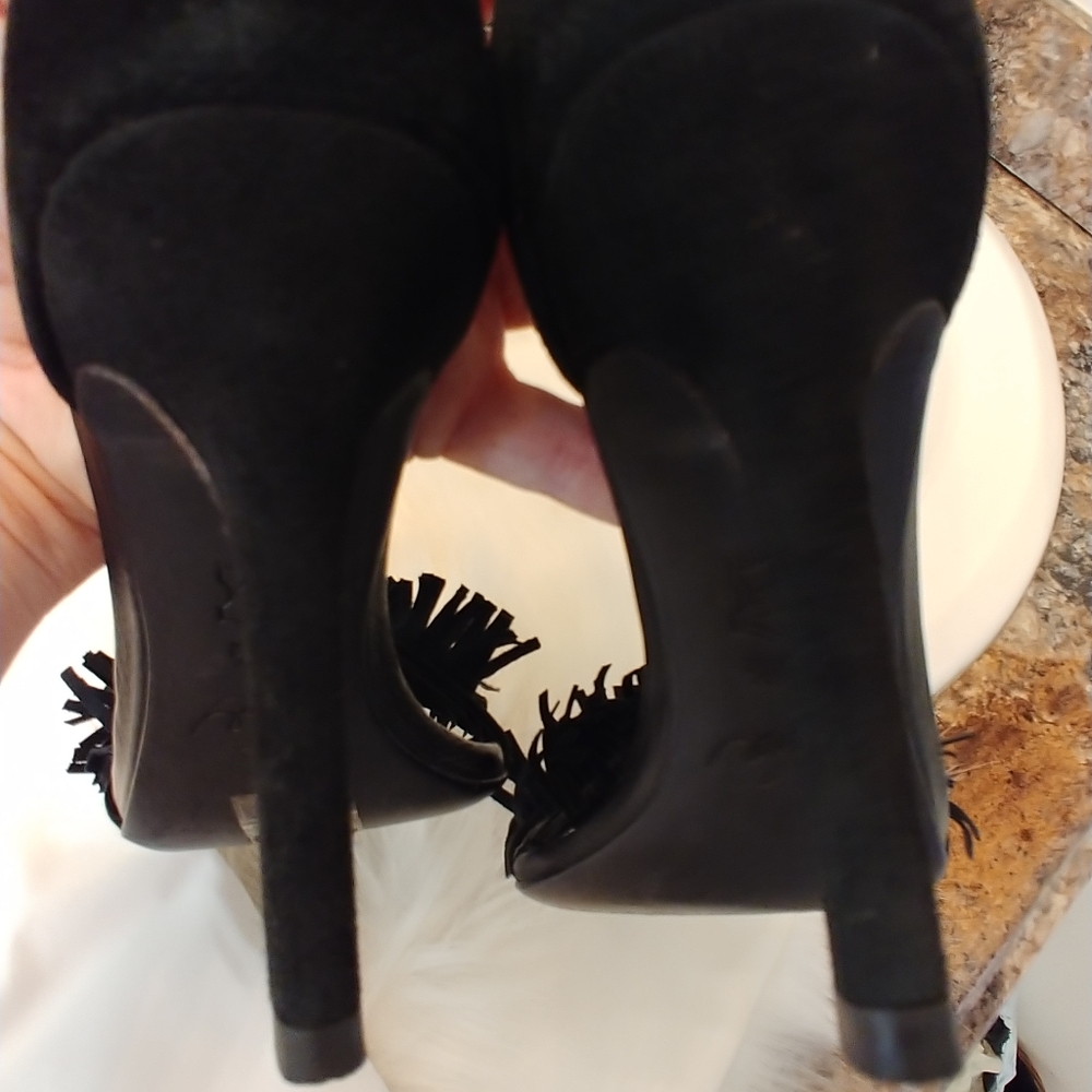 JOIE BLACK "PIPPI" FRINGE SUEDE SANDALS 35.5 - Picture 9 of 14